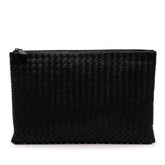 Large Nappa Intrecciato Flat Zip Biletto Pouch